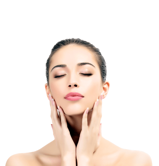 Belle femme les mains sur le visage Image Visage Femme avant devis
